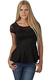 Hollywood Star Fashion Women's Short-Sleeve Lace Neck Peplum Top