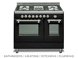 Baumatic 90cm Dual Fuel Range Cooker Twin Cavity Graphite Black