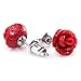 Handcrafted Resin Color Simulated Coral Rose Flower Earring Studs, Hypoallergenic Stainless Steel