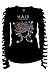 Active Bling Bling Hair Designer Rhinestones T-shirt Ripped Slit Cut Out Salon Stylist Shirt