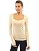 Patty Women's Square Neck Long Sleeve Stretch Pullover Blouse