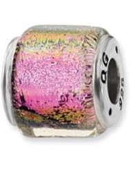 Purple Hued Dichroic Handmade Glass Charm for 3mm Charm Bracelets