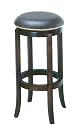 30"H Nailhead Black Leather Swivel Barstool Bar Stool in Espresso Finish