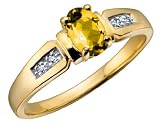 Citrine Gemstone Ring with Diamonds in Yellow Gold