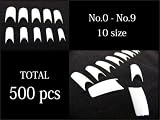 ホワイトフレンチネイルチップ ハーフウェル 500枚10