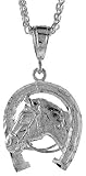 Sterling Silver 1 5/16 (34 mm) Diamond Cut Horse Pendant