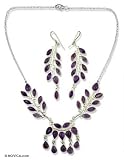 Purple Amethyst Jewelry Set, 'Falling Leaves' 1 W 16 L