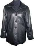 5004furliner Real Fur Lined Genuine Black Soft Supple Light Lambskin Leather Classic Traditional New Pea Coat Blazer Jacket ZIP OUT SECTION REAL REX FUR LINER Button Front Closure Slant Pocket Nylon Lined Regular Fit Petite Regular Plus Size Silky feel Pocket Lining