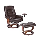 IMAGE OF Southern Enterprises Leather Recliner with Side Table and Ottoman, Cafe Brown