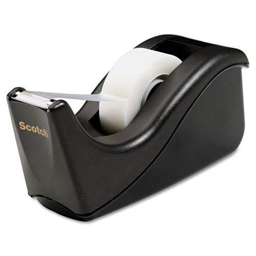 Scotch Products - Scotch - Value Desktop Tape Dispenser, 1 core, Two-Tone Black - Sold As 1 Each - Sleek wave design complements any décor. - Attached core cant be lost. - Heavily weighted for easy, one-handed dispensing. - Tape not included.