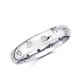 14K White Gold Round Diamonds Eternity Anniversary Wedding Ring Bands – Comfort Fit –  – Sz. 7 ~ 8.5