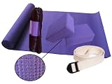 GOGOâ¢ Yoga Fitness Kit (Mat, Block, Strap, Mat Bag), Yoga Kits, Yoga Beginner Kit- Purple