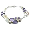 Moonstone & Amethyst Bracelet, 8"