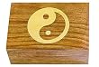Wooden Storage Box - Brass Inlay Yin Yang - 4" x 6"