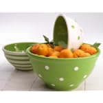 Terramoto Ceramic 3 Pcs Stripes and Dots Mixing Bowl Set By Coastline Imports - Green $37.99