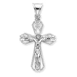 14k Two-tone Diamnod-cut Crucifix Pendant