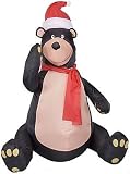 4 FT - Gemmy Christmas Airblown Inflatable - Merry & Bright Black / Brown Bear