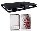Bundle Monster Kindle 3/Kindle Keyboard Synthetic Leather Case Cover Jacket + Skin Art Decal Sticker + Screen Protector Ebook Accessories Combo - Fits Kindle 3 (aka Kindle Keyboard) Device ONLY (Released August 2010)
