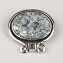 Silver and Roman Glass Pendant or Pin with Amethyst (Israel)
