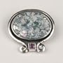 Silver and Roman Glass Pendant or Pin with Amethyst (Israel)