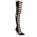 SEDUCE 5 Inch Open Front Thigh Boot w/ Wrapping Black Stretch Patent Pleaser
