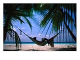 Woman in Hammock on Beach, Ari Atoll, Maldives Scenic Photographic Poster Print by Stuart Westmoreland, 16x12