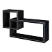 Faux-Leather Double Rectangle Wall Shelf - Black