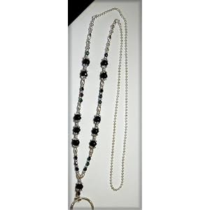 Beaded Lanyard Faux Black Onyx 059