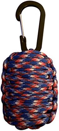 The #1 Paracord Survival Kit - Survival Grenade - 14 pieces by J3 Survival (Blue Red White)