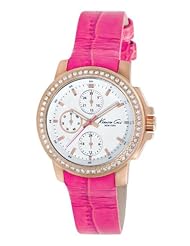 Kenneth Cole New York Womens KC2807 Dress Sport White Multi-Function Dial Stone Pink Strap Watch