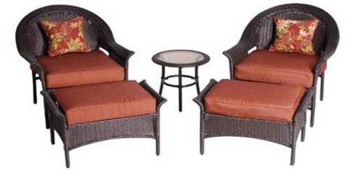 Bond 64168 Laguna 5-Piece Wicker Casual Bistro Patio Furniture Set