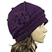 Dahlia Women's Elegant Flower Wool Cloche Bucket Slouch Hat