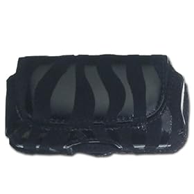 Nokia N90 / N91 / N97 Cell Phone Pouch Case - Zebra Styling (Black on Black) - Includes Matching Wrist Strap