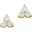 14K Yellow Gold Three-Stone Diamond Earrings - 0.36 Ct.
