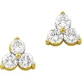14K Yellow Gold Three-Stone Diamond Earrings - 0.36 Ct.
