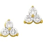 14K Yellow Gold Three-Stone Diamond Earrings - 0.36 Ct.