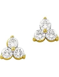 14K Yellow Gold Three-Stone Diamond Earrings - 1.50 Ct. -- LIFETIME WARRANTY