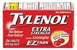Tylenol Extra Strength EZ Tabs, 500mg, 24ct (Pack of 4)