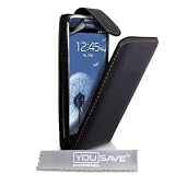 Black PU Leather Flip Case Cover With Magnetic Close For The Samsung Galaxy S3 i9300 With Screen Protector Filmby Yousave Accessories
