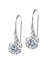 2.04 Ct Round H/I Diamond White Topaz 14K White Gold Earrings