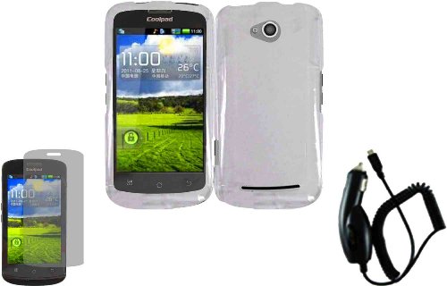 For Coolpad Quattro 4G 5860E Hard Cover Case Clear+LCD Screen Protector+Car Charger