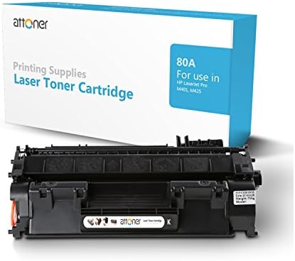 Attoner Compatible Toner Cartridge Replacement for HP 80A(CF280A) (Black), for Use In HP LaserJet Pro M401,M425,M401a,M401d,M401n,M401s,M401dn, M401dw,M401dne,MFP M425dn,MFP M425dw Printers