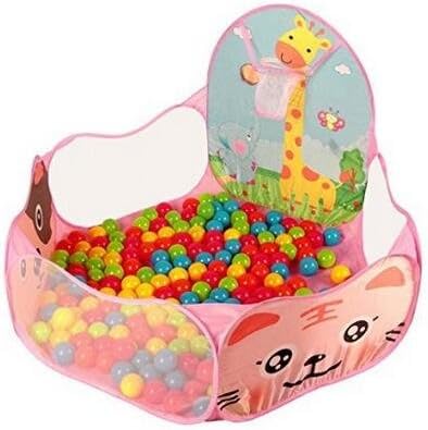 ICEKEY Portable Cute Polka Dot Hexagon Play tent with Basketball Hoop, Indoor and Outdoor Easy Folding Kids Pit Balls Pool with Tote Bag for Kids Gifts (Pink)
