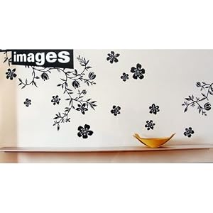 Black and White Flower Garland Wall Stickers