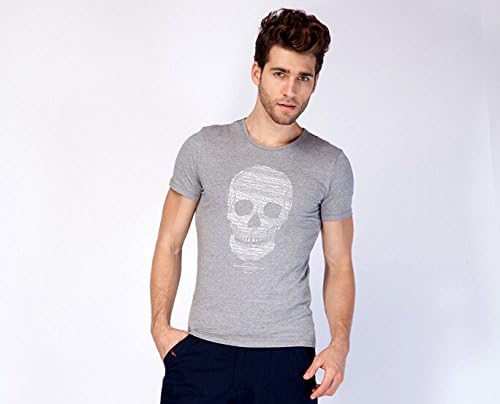 Only You Exclusive Men's Original Single Summer New Trend of Men's Skull Print T-shirt Men's Casual Sport 55 (X-Large, gray)