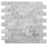 1 X 2 Carrara White Marble Split Faced Brick Mosaic Tile - 6