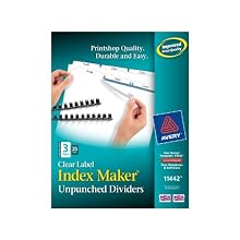 Avery Index Maker Clear Label Dividers, 3-Tab, 8.5 x 11 Inches,  25 Sets (11442)
