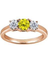 0.79 Ct Round Canary Diamond G/H Diamond 18K Rose Gold Ring