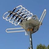 Amplified HD Digital Outdoor HDTV Antenna with Motorized 360 Degree Rotation, UHF/VHF/FM Radio with Infrared Remote Control