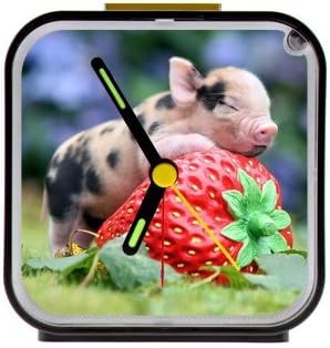 Cute piglett pattern,lovely litte pig art Custom Square Black Alarm Clock,Home Decor 100% Quartz